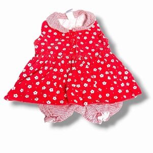 Vintage Girls Circo Size 12 Months Vintage Bloomers Set Floral Red  Ruffle
